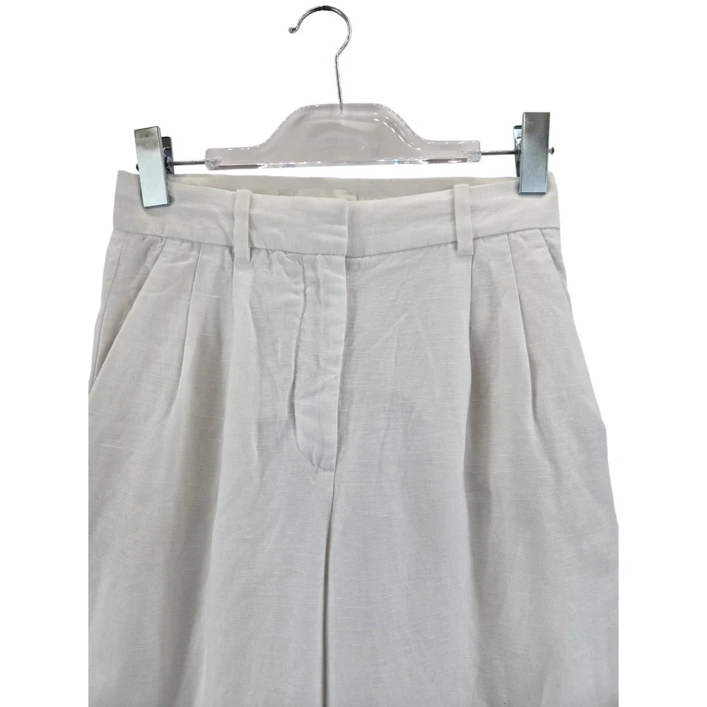 Wilfred Effortless Pant White‎ Linen Tencel Wide Leg Cropped Trousers Size 2